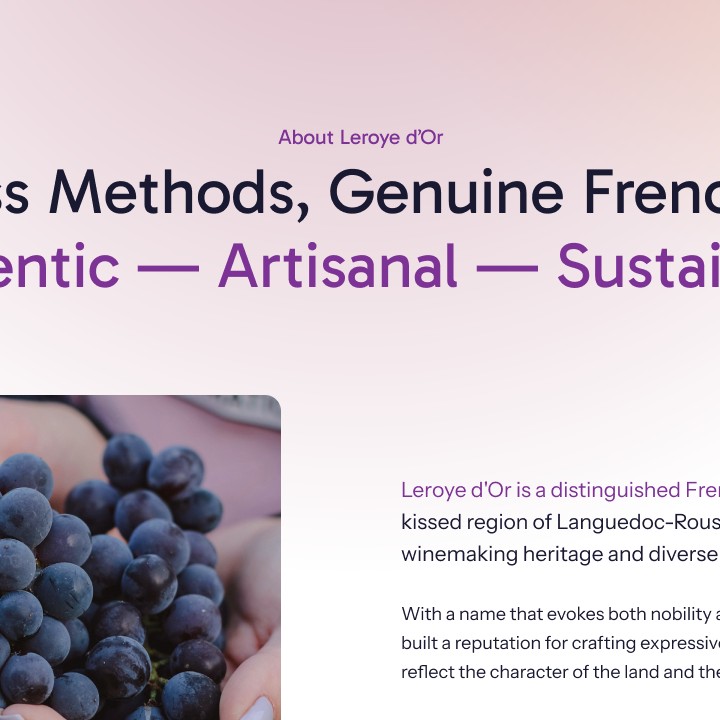 Leroye d'Or - Web Design - About Us Section