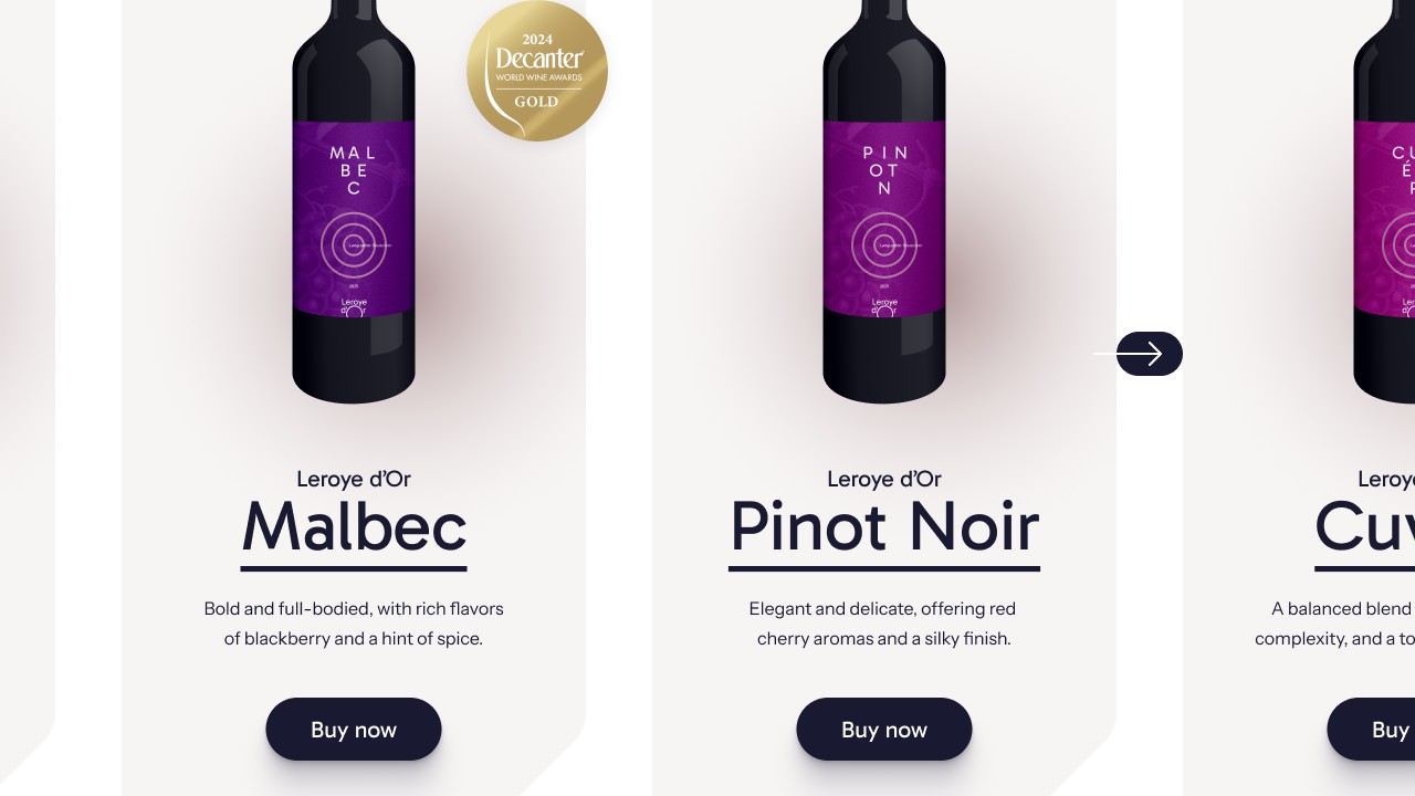 Leroye d'Or - Web Design - Wines
