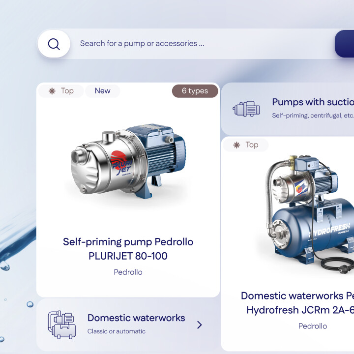 Local Pump Dealer Web Design & WordPress Development - Hero Search and Featured Products