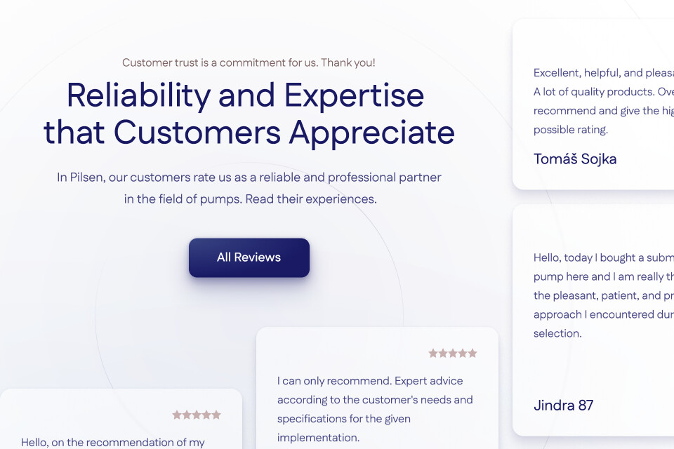 Local Pump Dealer Web Design & WordPress Development - Testimonials Section