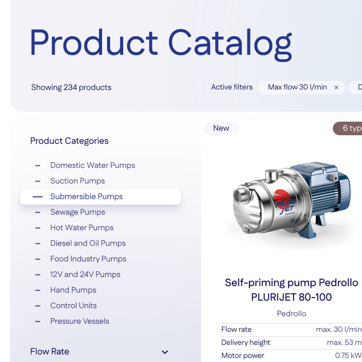 Local Pump Dealer Web Design & WordPress Development - Product Catalog Filtering