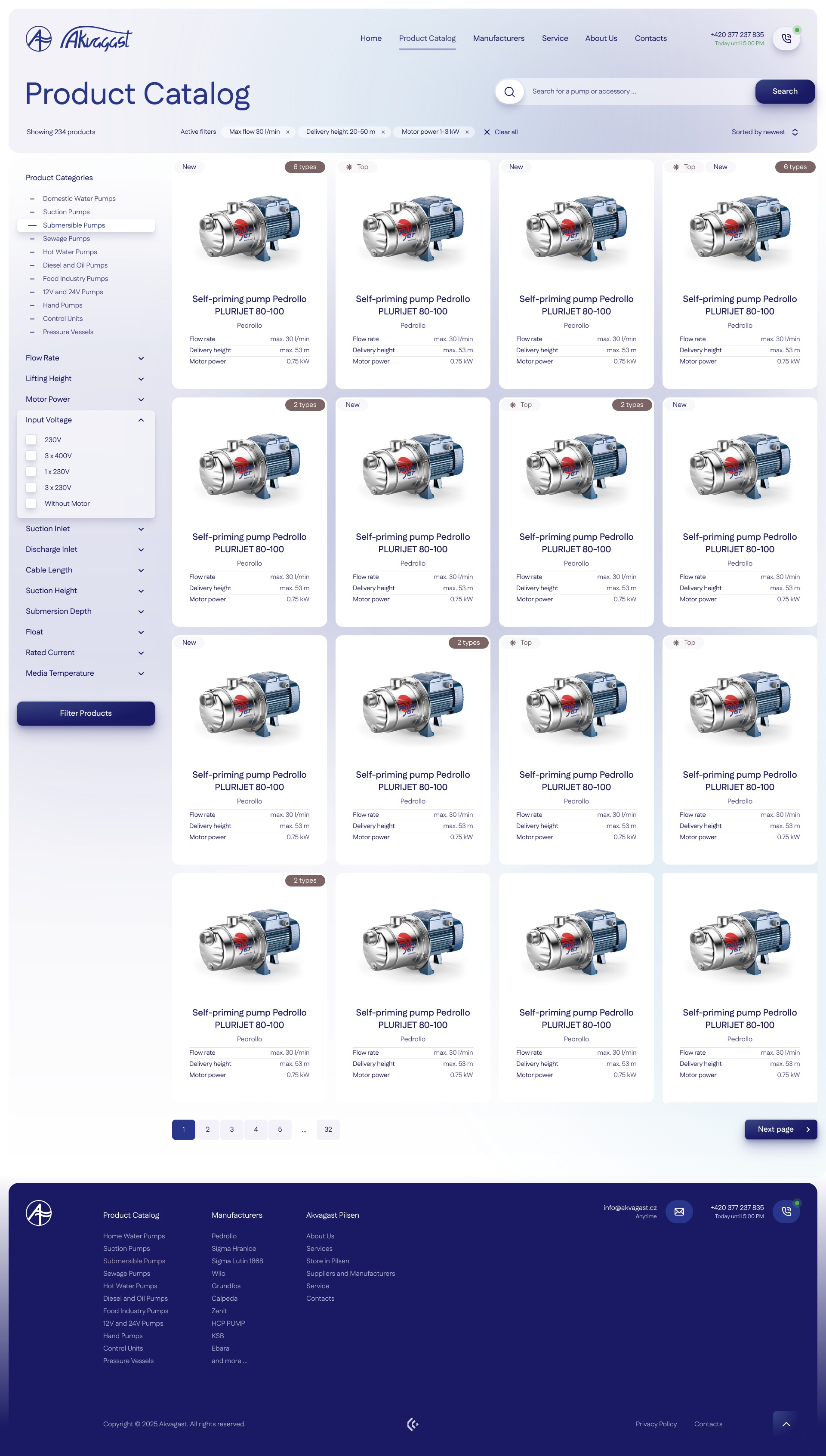 Local Pump Dealer Web Design & WordPress Development - Product Catalog