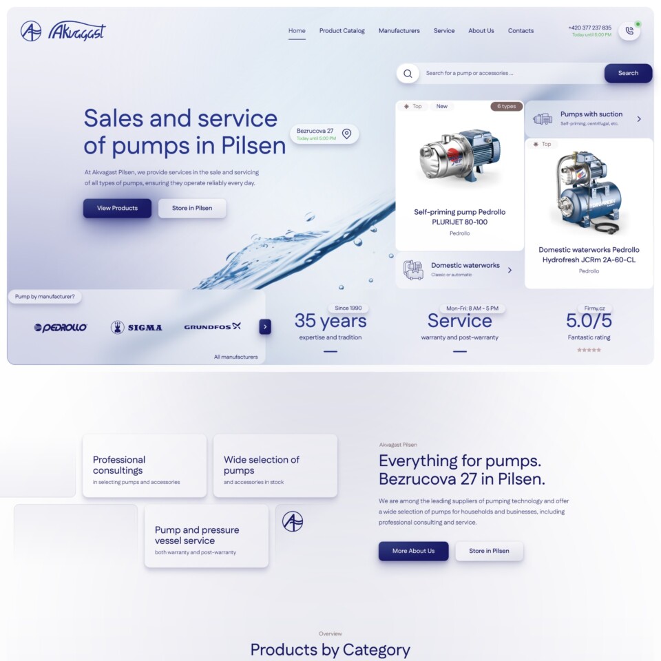 Local Pump Dealer Web Design & WordPress Development - Homepage