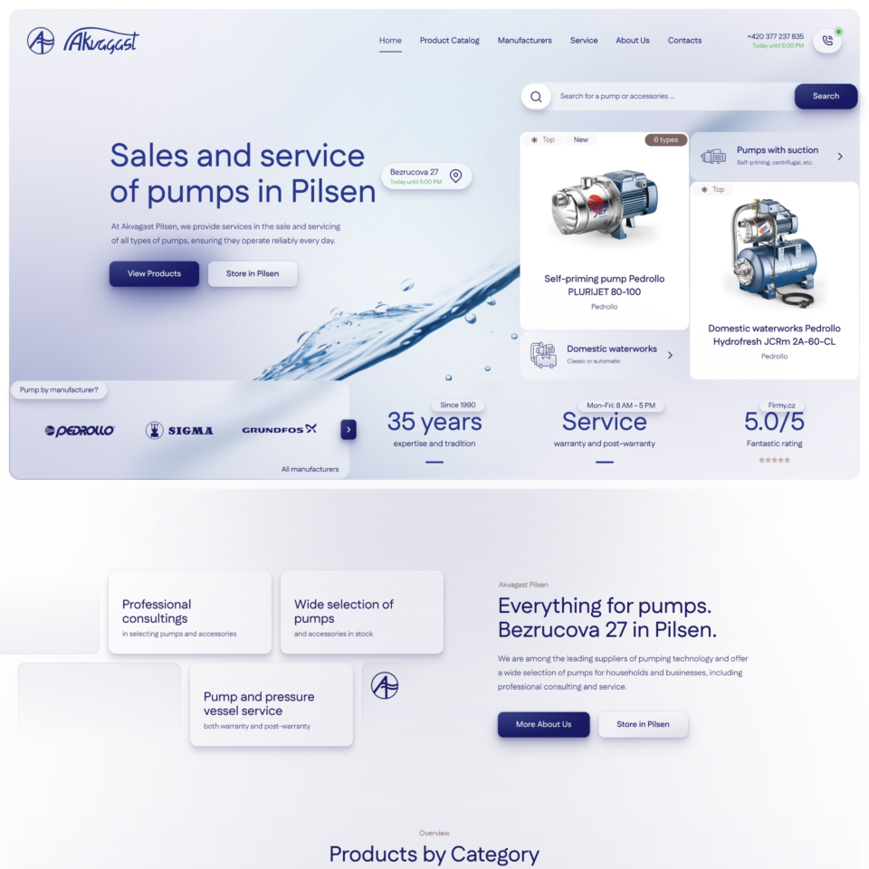 Local Pump Dealer Web Design & WordPress Development - Homepage